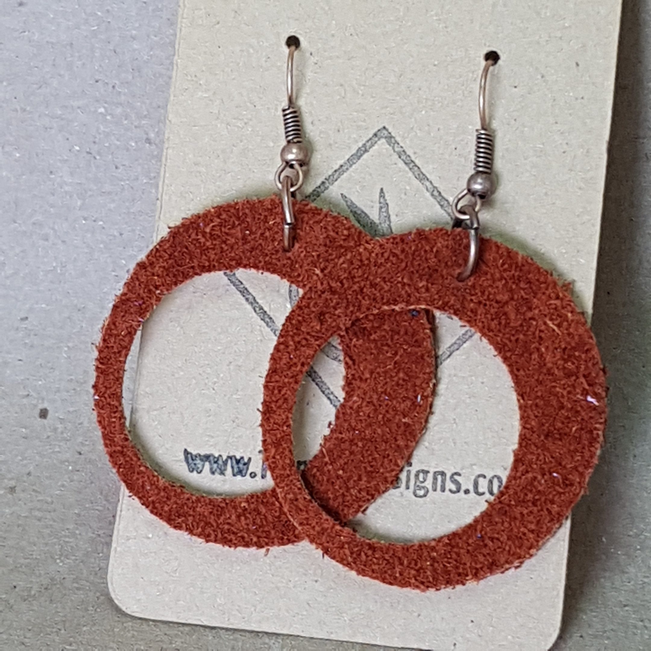 Luna Circular cutout Suede earrings – Copper